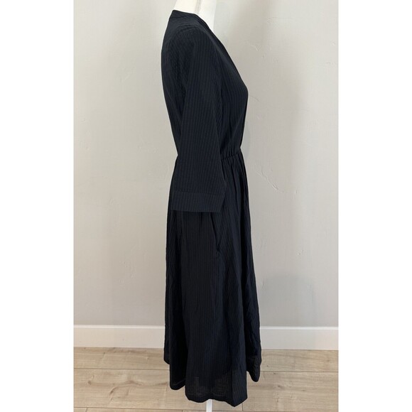 Jenni Kayne Seersucker Shirt Midi Dress Women’s Size XS Black Lined 3/4 Sleeves - Picture 4 of 9